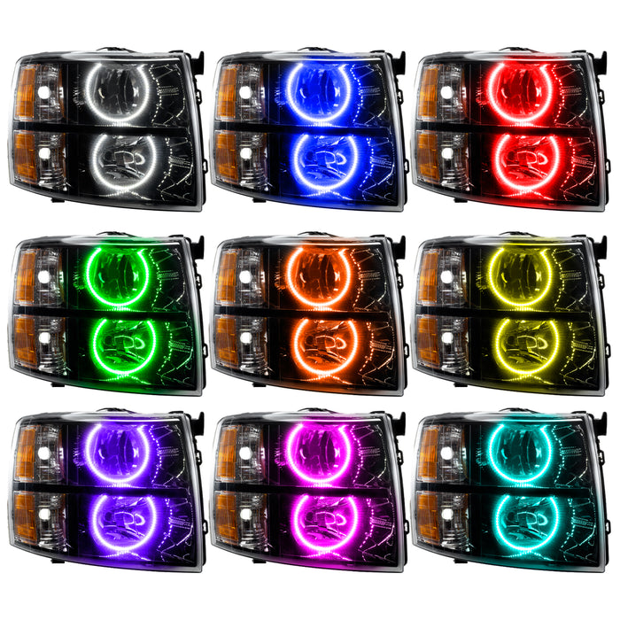 Oracle Lighting 7105-504 SMD Pre-Assembled Headlights, Black Bezel, Round Style, ColorSHIFT - Simple - Truck Part Superstore