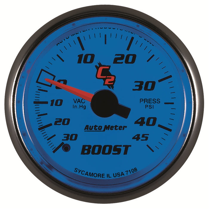AutoMeter 7108 GAUGE; VAC/BOOST; 2 1/16in.; 30INHG-45PSI; MECHANICAL; C2 - Truck Part Superstore