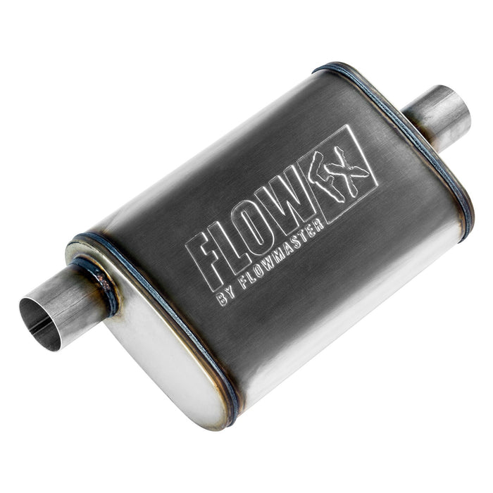 Flowmaster 71225 FlowFX Muffler; 2.25 Offset In/2.25 Center Out; Clamp On; 409 Stainless Steel; - Truck Part Superstore