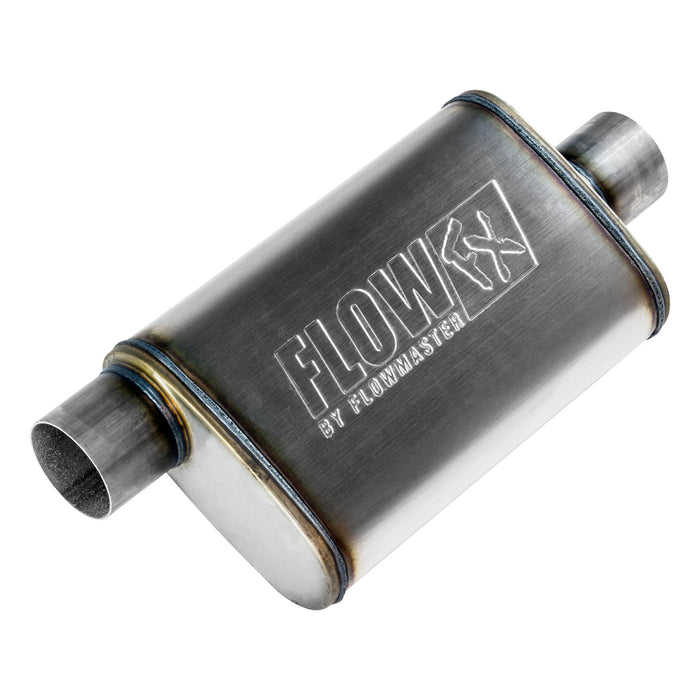Flowmaster 71229 FlowFX Muffler; 3 Offset In/3 Center Out; Clamp On; 409 Stainless Steel; - Truck Part Superstore