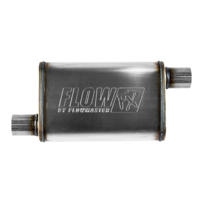 Flowmaster 71235 FlowFX Muffler; 2.25 Offset In/2.25 Offset Out; Clamp On; 409 Stainless Steel; - Truck Part Superstore