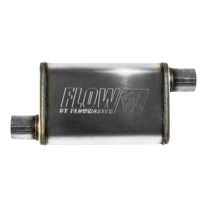 Flowmaster 71236 FlowFX Muffler; 2.5 Offset In/2.5 Offset Out; Clamp On; 409 Stainless Steel; - Truck Part Superstore