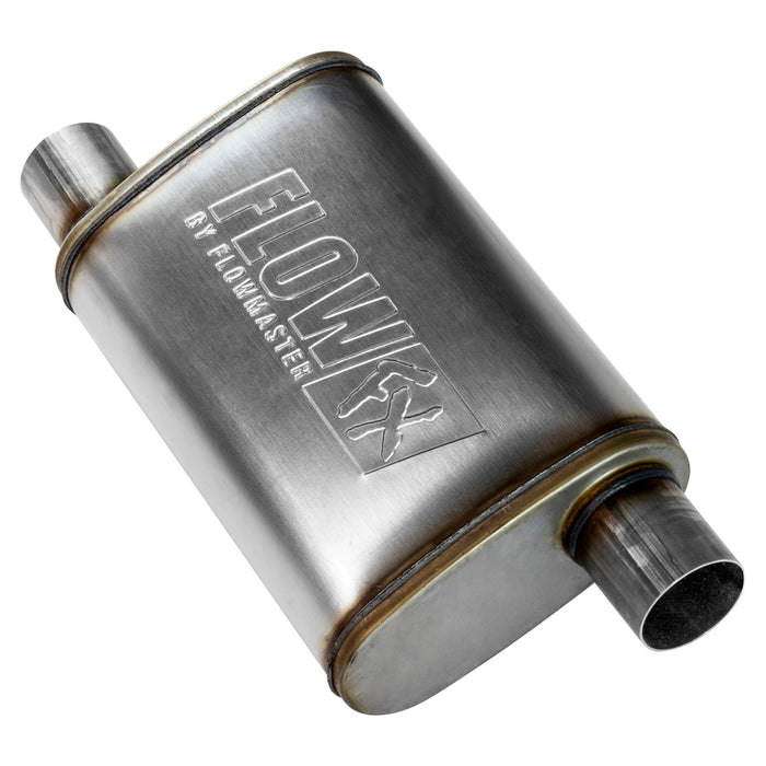 Flowmaster 71236 FlowFX Muffler; 2.5 Offset In/2.5 Offset Out; Clamp On; 409 Stainless Steel; - Truck Part Superstore
