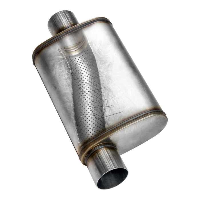 Flowmaster 71236 FlowFX Muffler; 2.5 Offset In/2.5 Offset Out; Clamp On; 409 Stainless Steel; - Truck Part Superstore