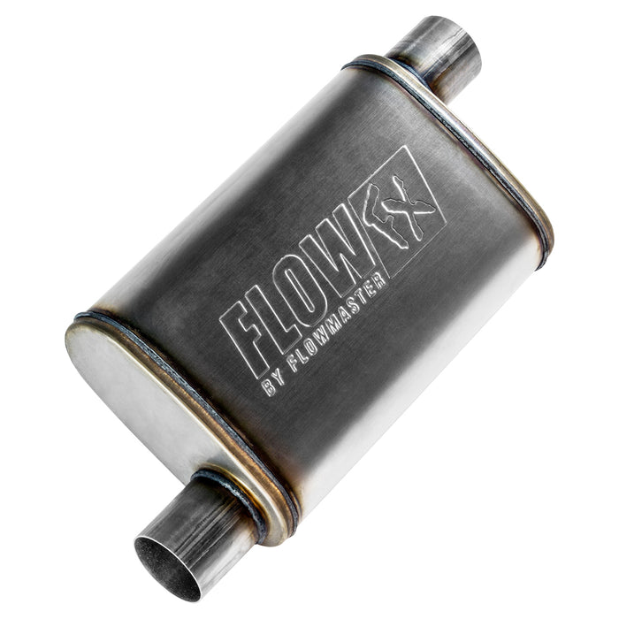 Flowmaster 71236 FlowFX Muffler; 2.5 Offset In/2.5 Offset Out; Clamp On; 409 Stainless Steel; - Truck Part Superstore