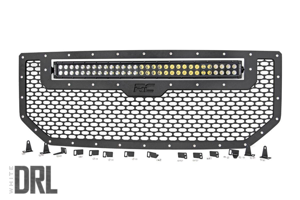 Rough Country 70158DRL Sierra Mesh Grille 30 Inch Dual Row Black Series LED w/Cool White DRL 16-18 Sierra 1500 Rough Country - Truck Part Superstore
