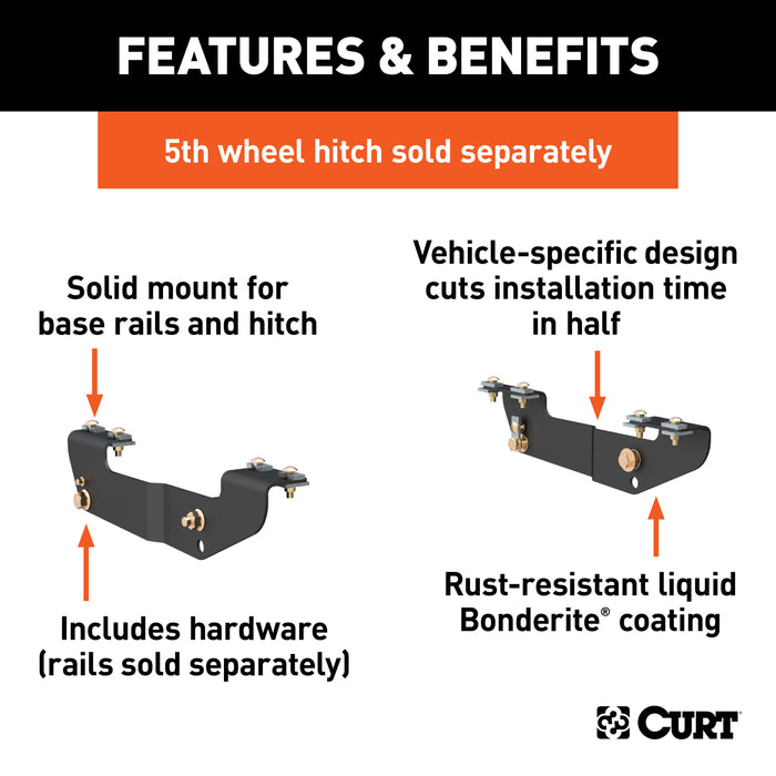 CURT 16418 Custom 5th Wheel Brackets; Select Silverado; Sierra 1500; 2500; 3500; HD - Truck Part Superstore