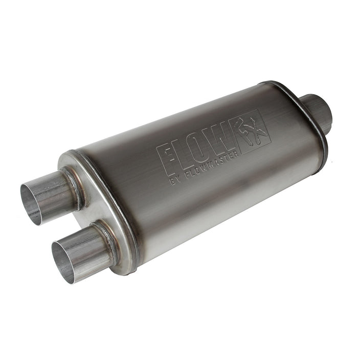 Flowmaster 72587 FlowFX Muffler; 3.5 in. Center Inlet/2.5 in. Dual Out; 409 Stainless Steel; - Truck Part Superstore