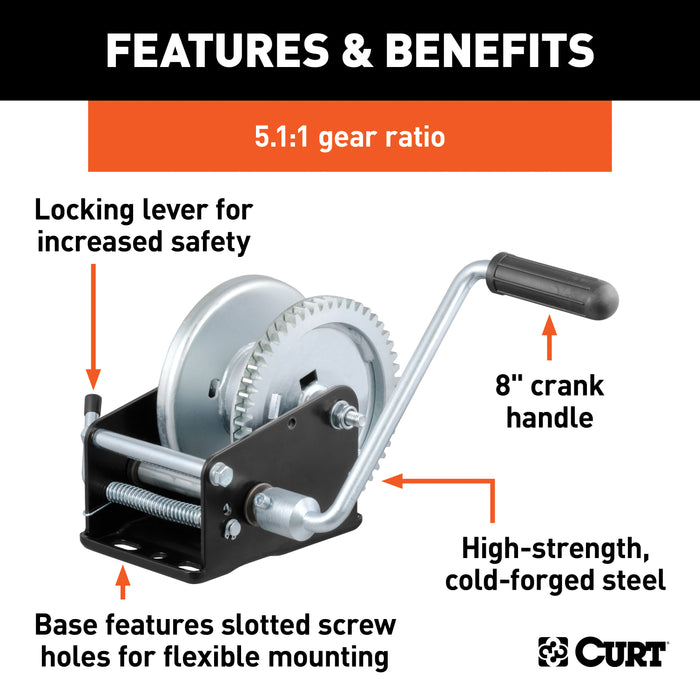CURT 29428 Hand Crank Win. (1;900 lbs; 8in. Handle) - Truck Part Superstore