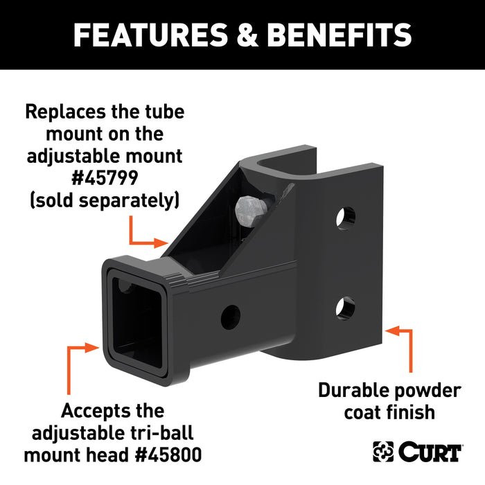CURT 45802 Replacement Adjustable Tri-Ball Tube Mount for #45799 - Truck Part Superstore