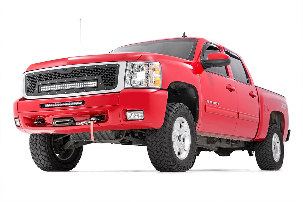 Rough Country 70196BDA Chevrolet Mesh Grille 30 Inch Dual Row Black Series w/Amber DRL LED 07-13 Silverado 1500 Rough Country - Truck Part Superstore
