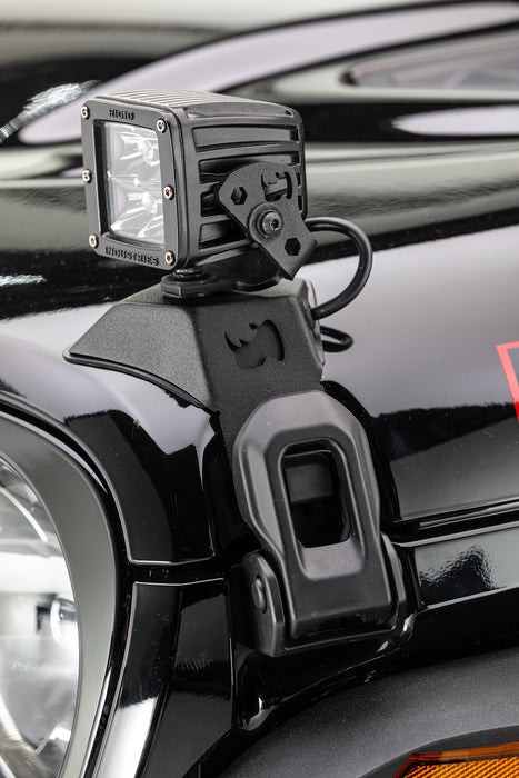 Go Rhino 730035T XE Hood Latch Light Mounts for Jeep JL/JT - Fits Single 3x3 LED Cube Light - Truck Part Superstore