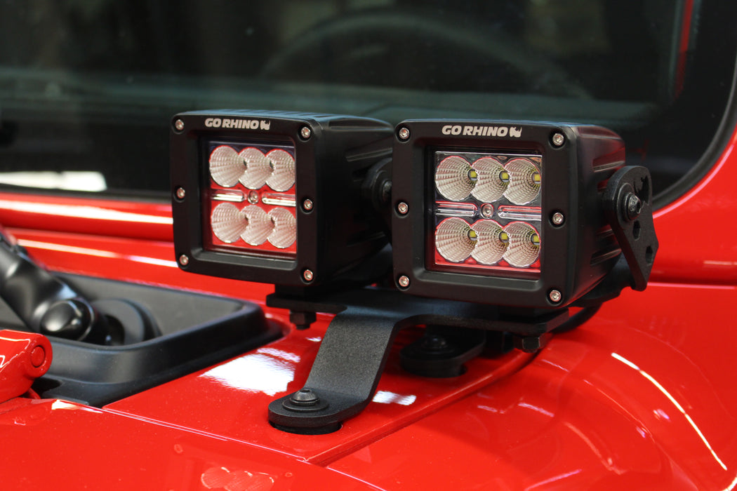Go Rhino 730230T XE Windshield Cowl Light Mounts for Jeep JL/JT - Fits Dual 3x3 Cubes - Truck Part Superstore