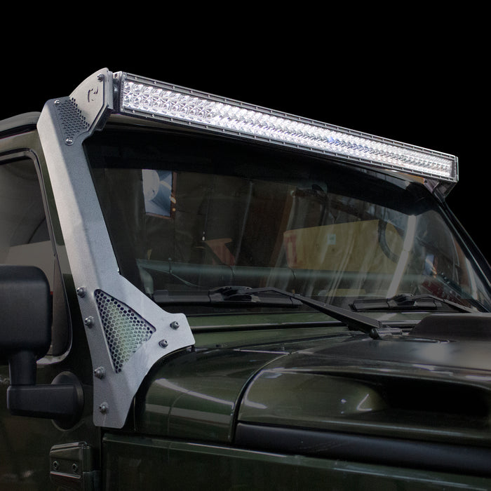 Go Rhino 730503T XE Windshield Light Mount for Jeep Wrangler JK, fits 50" Light Bar - Truck Part Superstore