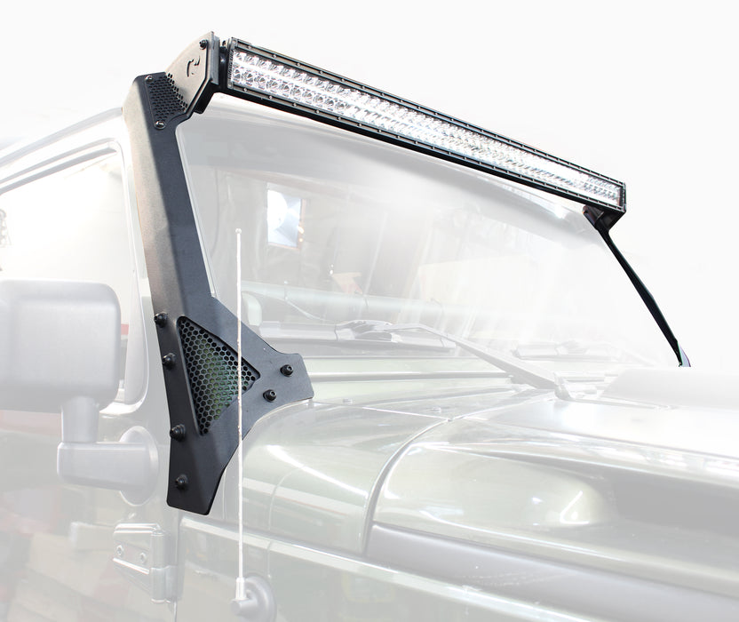 Go Rhino 730503T XE Windshield Light Mount for Jeep Wrangler JK, fits 50" Light Bar - Truck Part Superstore