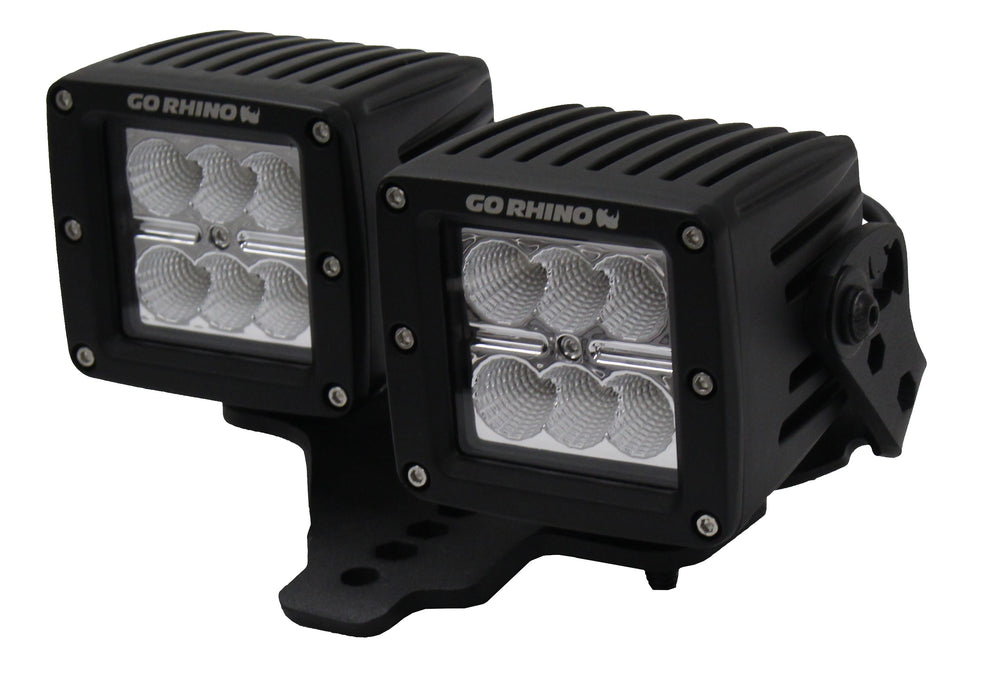 Go Rhino 731230T XE Hood Hinge Light Mounts for Jeep JL/JT - Fits 3x3 Dual Cube Offset - Truck Part Superstore