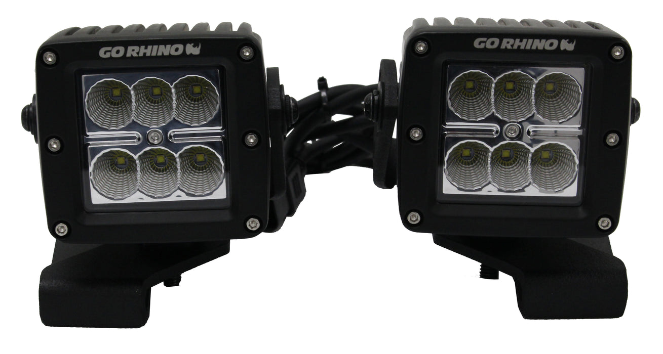 Go Rhino 732230T XE Center Hood Light Mounts for Jeep JL/JT - Fits Single 3x3 LED Cube - Truck Part Superstore