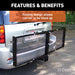 CURT 18109 60in. x 20in. Black Steel Tray Cargo Carrier (Folding 2in. Shank; 500 lbs.) - Truck Part Superstore