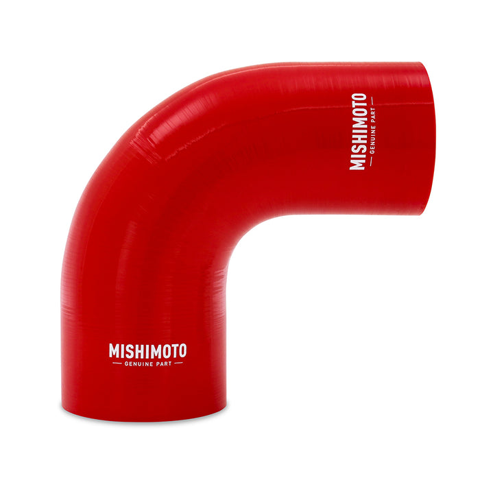 Mishimoto MMCP-R90-30375RD Mishimoto 90-Degree Silicone Transition Coupler, 3.00-in to 3.75-in, Red - Truck Part Superstore
