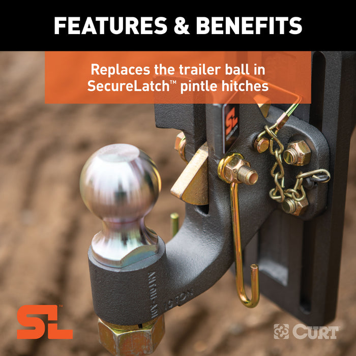 CURT 48430 Replacement SecureLatch 2-5/16in. Pintle Ball (14;000 lbs; 1-1/4in. Shank) - Truck Part Superstore