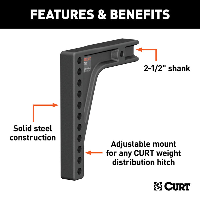 CURT 17132 Weight Distribution Shank (2-1/2in. Shank; 8in. Drop) - Truck Part Superstore