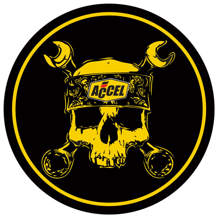ACCEL 74839G Accel Skull Decal; 6 in. Dia.; Black w/Yellow; - Truck Part Superstore