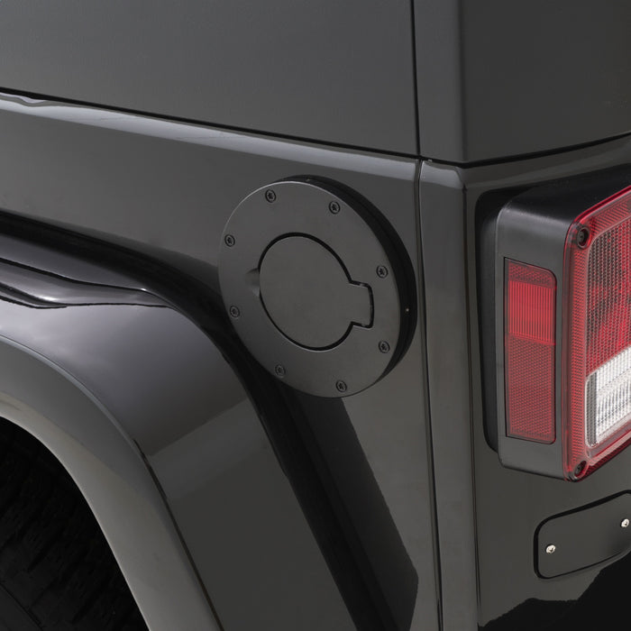 Rampage 750152 Billet Style Fuel Door Cover; Textured Black; Non-Locking; - Truck Part Superstore