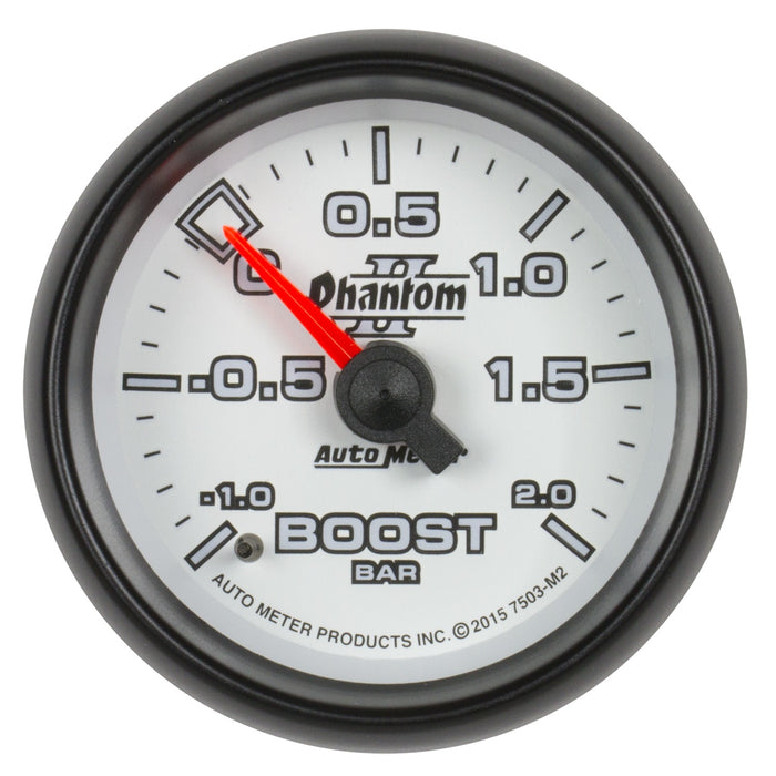 AutoMeter 7503-M2 GAUGE; VAC/BOOST; 2 1/16in.;-1-+2 BAR; MECHANICAL; PHANTOM II - Truck Part Superstore