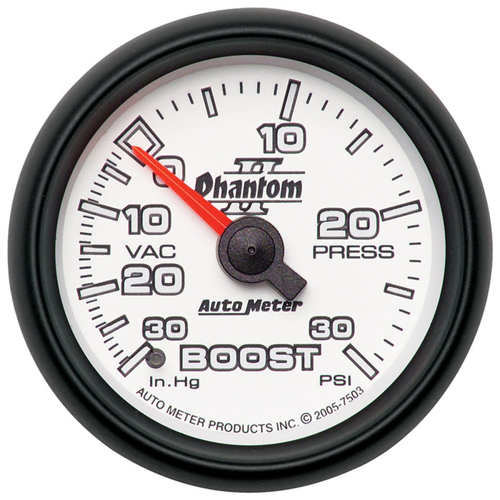 AutoMeter 7503 GAUGE; VAC/BOOST; 2 1/16in.; 30INHG-30PSI; MECHANICAL; PHANTOM II - Truck Part Superstore