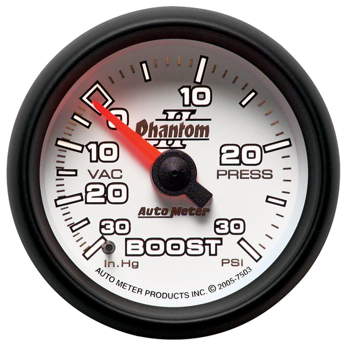 AutoMeter 7503 GAUGE; VAC/BOOST; 2 1/16in.; 30INHG-30PSI; MECHANICAL; PHANTOM II - Truck Part Superstore