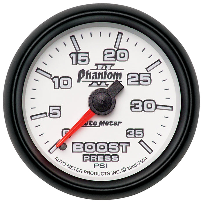 AutoMeter 7504 GAUGE; BOOST; 2 1/16in.; 35PSI; MECHANICAL; PHANTOM II - Truck Part Superstore