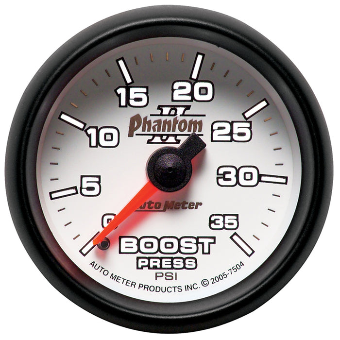 AutoMeter 7504 GAUGE; BOOST; 2 1/16in.; 35PSI; MECHANICAL; PHANTOM II - Truck Part Superstore