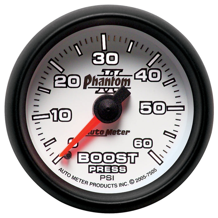 AutoMeter 7505 GAUGE; BOOST; 2 1/16in.; 60PSI; MECHANICAL; PHANTOM II - Truck Part Superstore