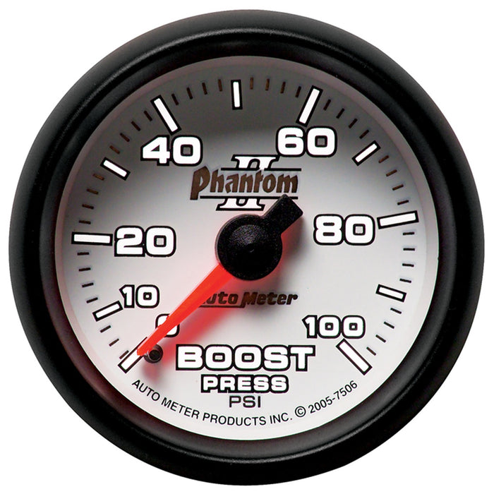 AutoMeter 7506 GAUGE; BOOST; 2 1/16in.; 100PSI; MECHANICAL; PHANTOM II - Truck Part Superstore
