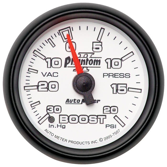 AutoMeter 7507 GAUGE; VAC/BOOST; 2 1/16in.; 30INHG-20PSI; MECHANICAL; PHANTOM II - Truck Part Superstore
