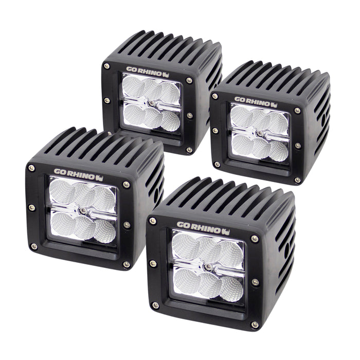 Go Rhino 751004 Go Rhino Classic LED Lighting - Set of Four 3" LED Cube Lights - Truck Part Superstore