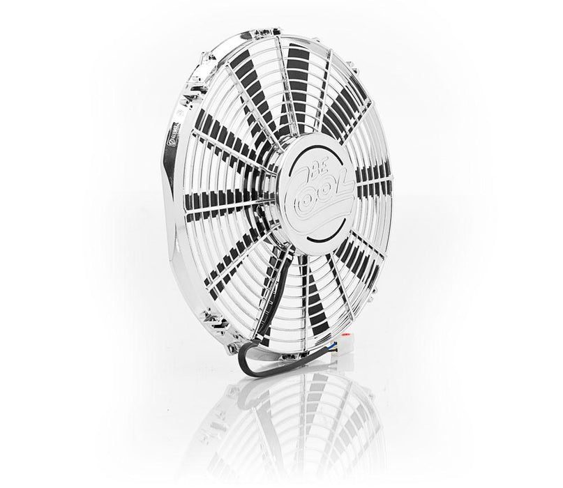 Be Cool 75108 13 Inch Electric Puller Fan w/Straight Blades and Billet Cap Chrome Medium Profile Be Cool Radiator - Truck Part Superstore