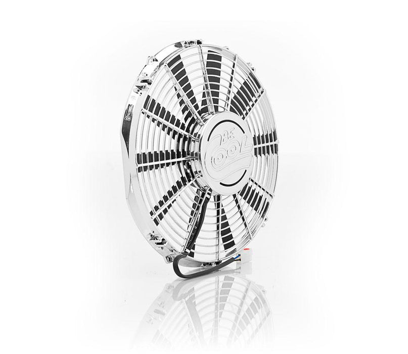 Be Cool 75110 12 Inch Fan w/Billet Cover Show and Go Chrome Puller Thin Line Be Cool Radiator - Truck Part Superstore