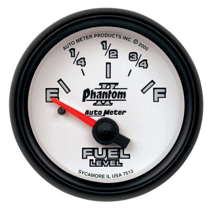 AutoMeter 7513 GAUGE; FUEL LEVEL; 2 1/16in.; 0OE TO 90OF; ELEC; PHANTOM II - Truck Part Superstore