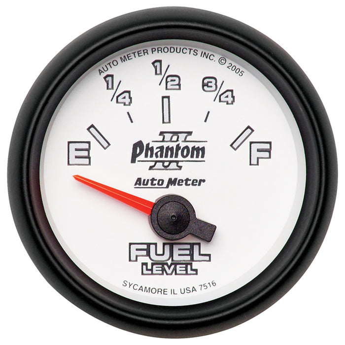 AutoMeter 7516 GAUGE; FUEL LEVEL; 2 1/16in.; 240OE TO 33OF; ELEC; PHANTOM II - Truck Part Superstore