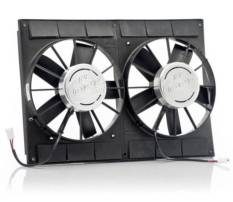 Be Cool 75207 11 Inch Puller Fans w/Billet Covers Aluminator Euro Black Shroud w/Dual Euro Black Fans Be Cool Radiator - Truck Part Superstore