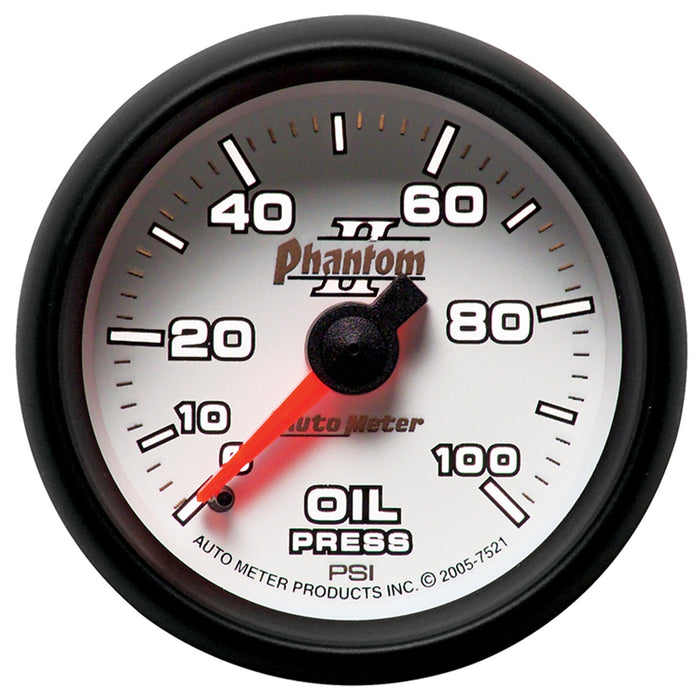 AutoMeter 7521 GAUGE; OIL PRESSURE; 2 1/16in.; 100PSI; MECHANICAL; PHANTOM II - Truck Part Superstore
