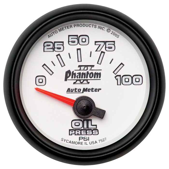 AutoMeter 7527 GAUGE; OIL PRESSURE; 2 1/16in.; 100PSI; ELECTRIC; PHANTOM II - Truck Part Superstore