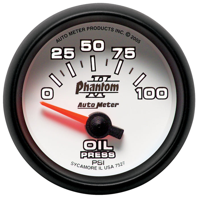 AutoMeter 7527 GAUGE; OIL PRESSURE; 2 1/16in.; 100PSI; ELECTRIC; PHANTOM II - Truck Part Superstore