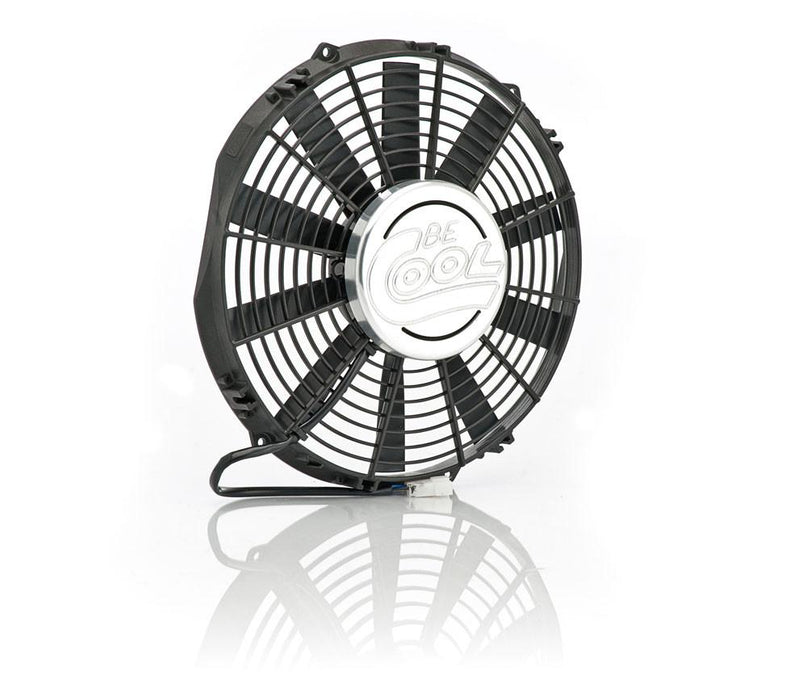 Be Cool 75280 12 Inch Puller Medium Profile Fan w/Billet Cover Aluminator Euro Black Be Cool Radiator - Truck Part Superstore