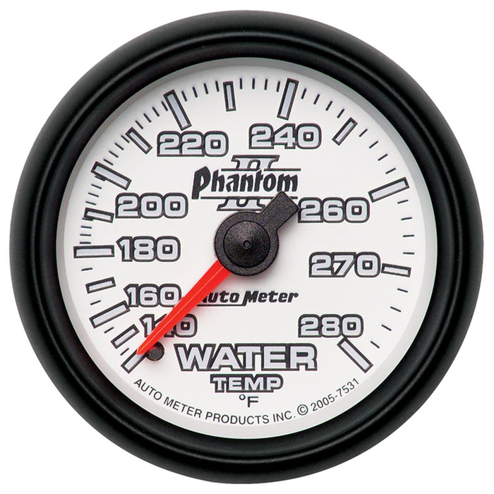 AutoMeter 7531 GAUGE; WATER TEMP; 2 1/16in.; 140-280deg.F; MECHANICAL; PHANTOM II - Truck Part Superstore
