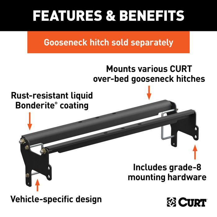 CURT 61341 Over-Bed Gooseneck Install Brackets; Select Silverado; Sierra 1500; 2500; 3500 - Truck Part Superstore