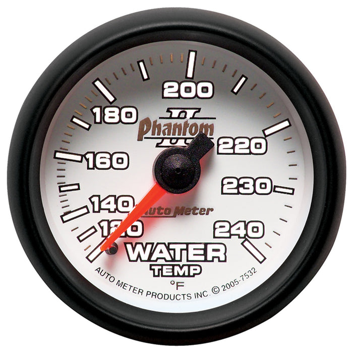 AutoMeter 7532 GAUGE; WATER TEMP; 2 1/16in.; 120-240deg.F; MECHANICAL; PHANTOM II - Truck Part Superstore