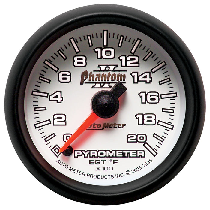 AutoMeter 7545 GAUGE; PYROMETER (EGT); 2 1/16in.; 2000deg.F; DIGITAL STEPPER MOTOR; PHANTOM II - Truck Part Superstore