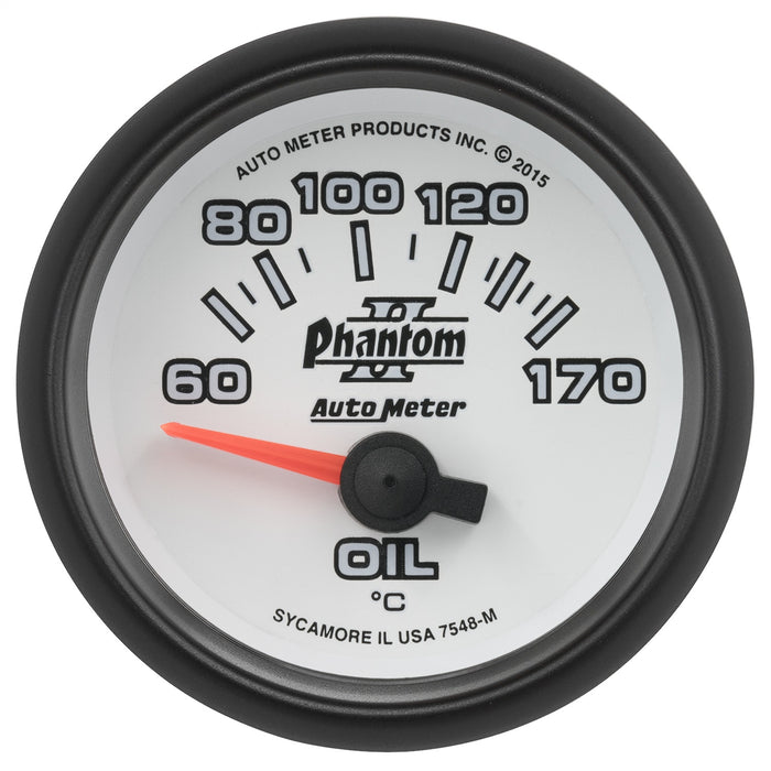 AutoMeter 7548-M GAUGE; OIL TEMP; 2 1/16in.; 60-170deg.F; ELECTRIC; PHANTOM II - Truck Part Superstore